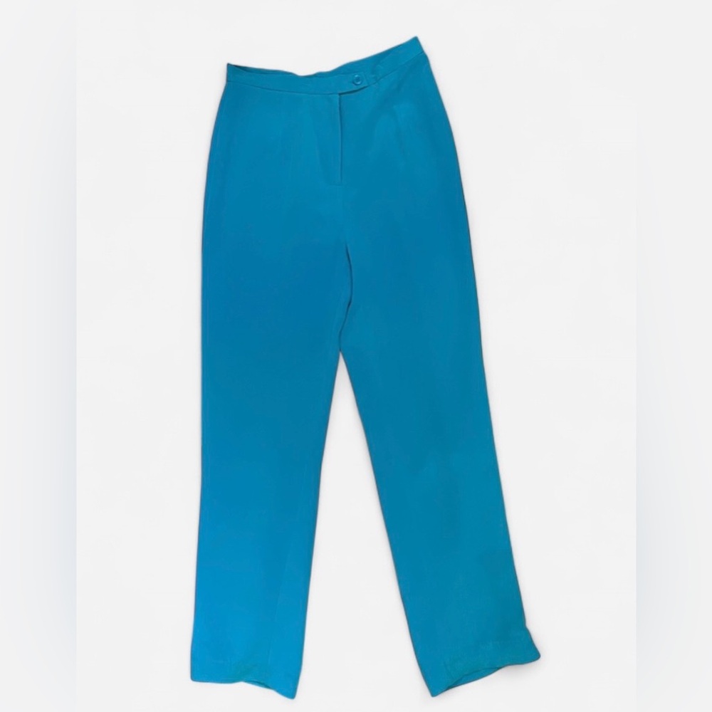 VTG Style & Co Turquoise Blue Silk Pants Size 4P
